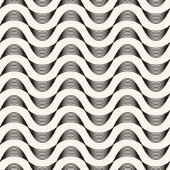 Vector seamless pattern. Repeating geometric elements. Stylish monochrome background design. - 750520424