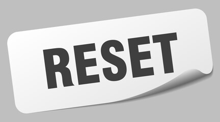 reset sticker. reset label