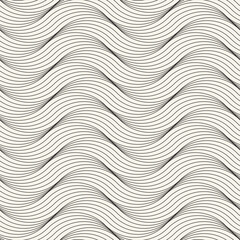 Vector seamless pattern. Repeating geometric elements. Stylish monochrome background design. - 750520679