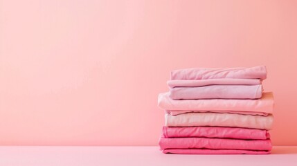 A stack of neatly folded pink and white sheets