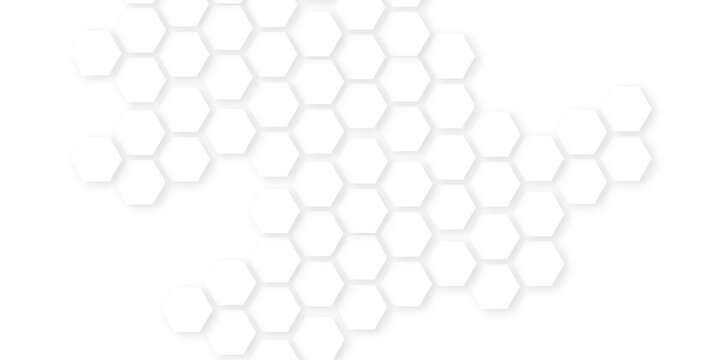 Abstract White Hexagonal Background.honeycomb white Background ,light and shadow ,Hexagonal honeycomb pattern background,Geometric seamless texture white abstract background with hexagons.