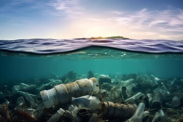 海底に沈むプラスチックごみ - obrazy, fototapety, plakaty
