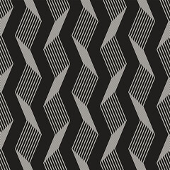 Vector seamless pattern. Repeating geometric elements. Stylish monochrome background design. - 750521443