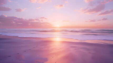 Fototapeta na wymiar Tranquil Beach during a Vibrant Sunset Offering Sense of Peaceful Solitude