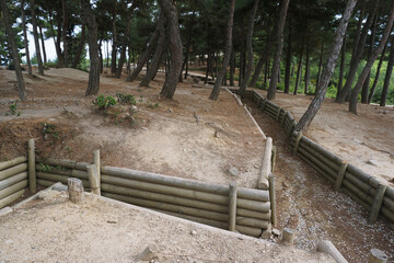 Fototapeta na wymiar Preserved trenches at Lone Pine, Anzac Cove, Gallipoli 