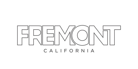 Fremont, California, USA typography slogan design. America logo with graphic city lettering for print and web.