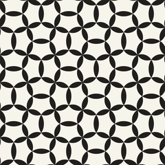 Vector seamless pattern. Repeating geometric elements. Stylish monochrome background design. - 750523087