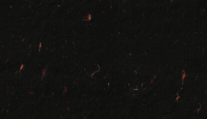 Organic Craft Unique Detailed Fibers Red Flowers Black Paper Texture Background. Seamless...