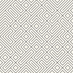 Vector seamless pattern. Repeating geometric elements. Stylish monochrome background design. - 750523698