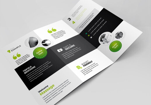 Black Accent Business TriFold Brochure With Cricle