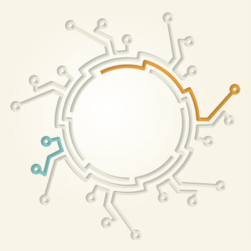 Connecting circle created with electronic conductive tracks - Cut Out Infographic Design