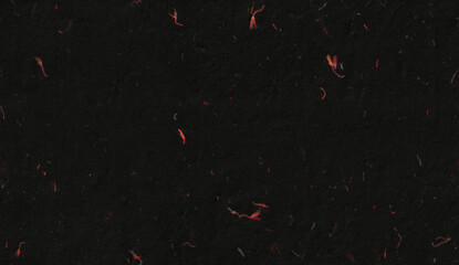 Japanese Vintage Hand-Made Red Flowers Black Paper Texture Background. Seamless Transition.
