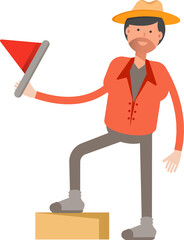 Farmer Character Holding Flag
