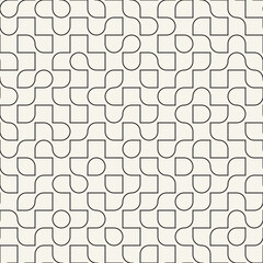 Vector seamless pattern. Repeating geometric elements. Stylish monochrome background design. - 750524685