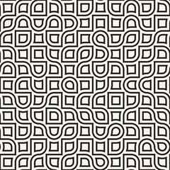 Vector seamless pattern. Repeating geometric elements. Stylish monochrome background design. - 750524880