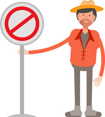 Farmer Character and Prohibition Signage
