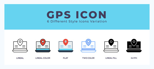 Gps icon illustration vector with different styles