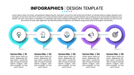 Infographic template. A line with 5 connected circles