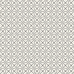 Vector seamless pattern. Repeating geometric elements. Stylish monochrome background design. - 750525657