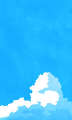 夏をイメージした空のイラスト。青い縦長の背景素材。
