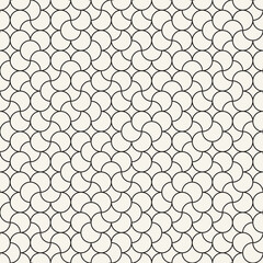 Vector seamless pattern. Repeating geometric elements. Stylish monochrome background design. - 750526216