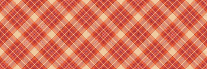 60s plaid pattern background, mockup seamless check tartan. Proud vector texture fabric textile in orange and red colors.