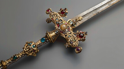 The sword decorated with gold and jewels