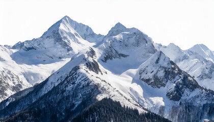 Fototapeta na wymiar snow covered mountains isolated on transparent background cutout