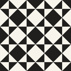 Vector seamless pattern. Repeating geometric elements. Stylish monochrome background design. - 750527292