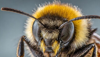 ultra macro of bumblebee head with antennas