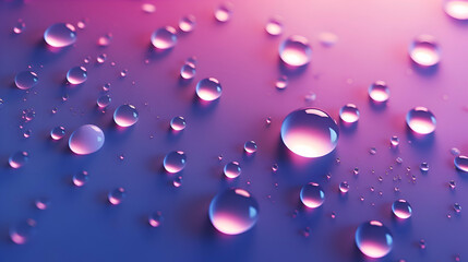Water drops on a blue background. 3d rendering. illustration.