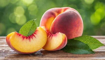 ripe peach fruit slice