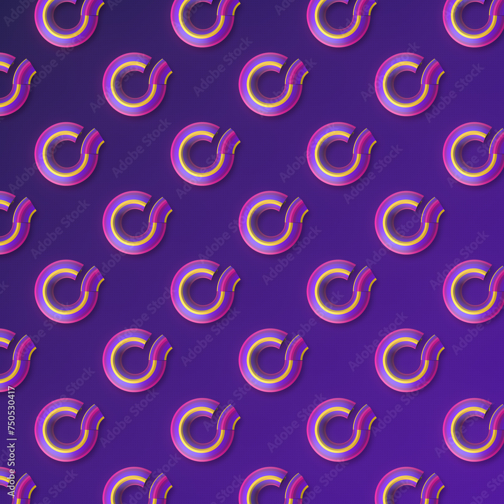 Poster Purple background with a visually appealing and colorful pattern of circles. 3d rendering digital illustration