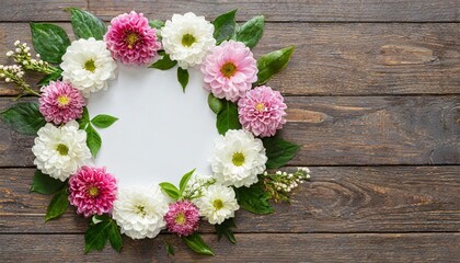 round frame made of flowers on transparent background