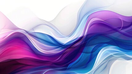 colorful curved background, blue purple white wave, On white background. For textures and banners