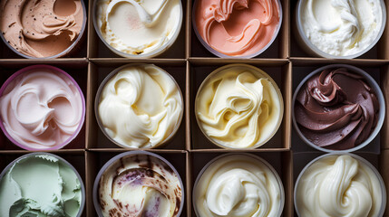 A box filled with lots of different types of creams