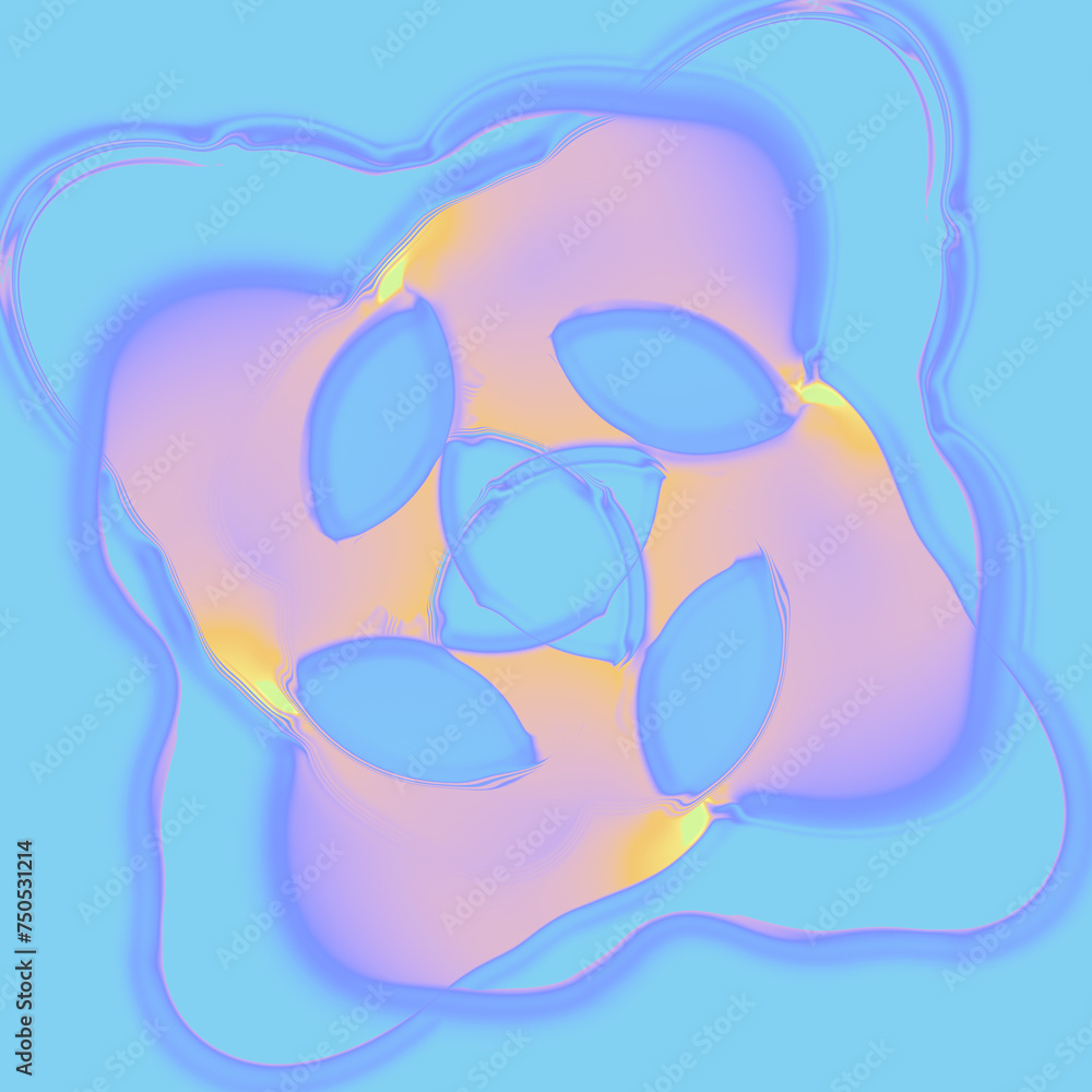 Aufkleber Digital illustration of a stylized abstract organic shape in neon color. 3d rendering