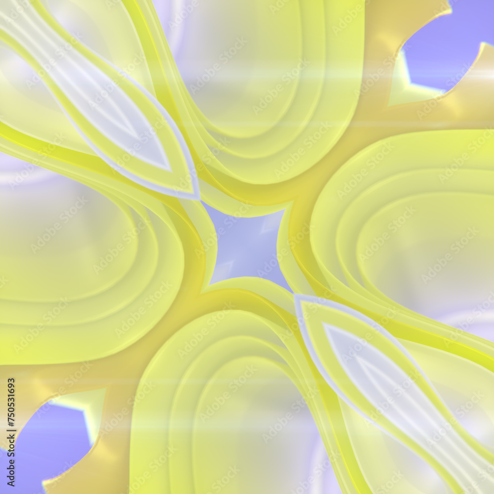 Poster Abstract symmetrical colorful flying pattern of colorful fabric stripes. 3d rendering illustration background