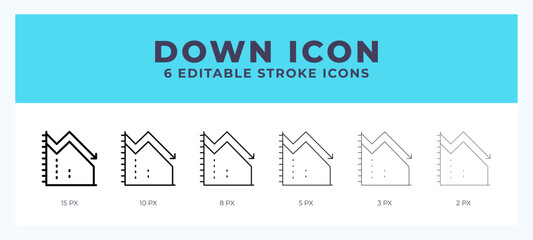 Down line icon for websites and apps. Vector illustration with editable stroke.