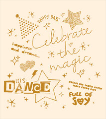 funny print design with gold color slogan. Vector illustration design for fashion fabrics, textile graphics, prints.