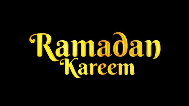 Ramadan kareem text animation, golden particles glossy effect