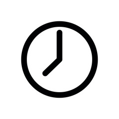 clock vector flat icon with black outline, vector illustration for websites and graphic resources. - obrazy, fototapety, plakaty