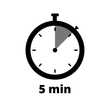 flat vector icon of stopwatch showing 5 minutes, vector illustration for websites and graphic resources.