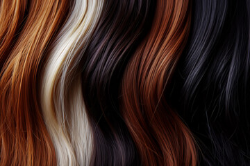 Fototapeta premium Close-up of Multicolored Strands of Hair in High Detail