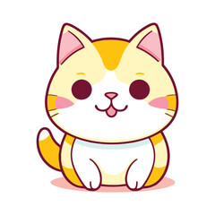 a cute mascot cat logo, simple, vector art, flat design, white background