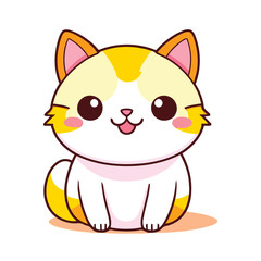 a cute mascot cat logo, simple, vector art, flat design, white background