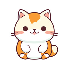 a cute mascot cat logo, simple, vector art, flat design, white background
