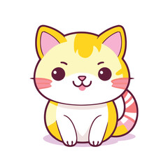 a cute mascot cat logo, simple, vector art, flat design, white background