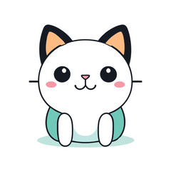 a cute mascot cat logo, simple, vector art, flat design, white background