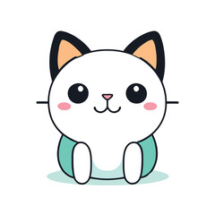 a cute mascot cat logo, simple, vector art, flat design, white background